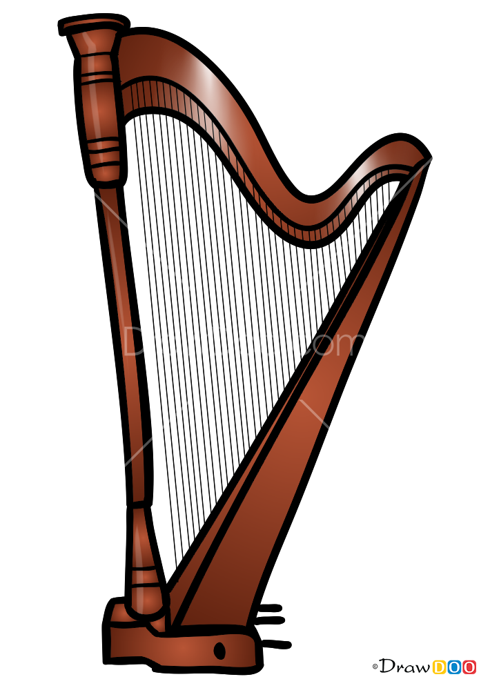 How to Draw Harp, Musical Instruments